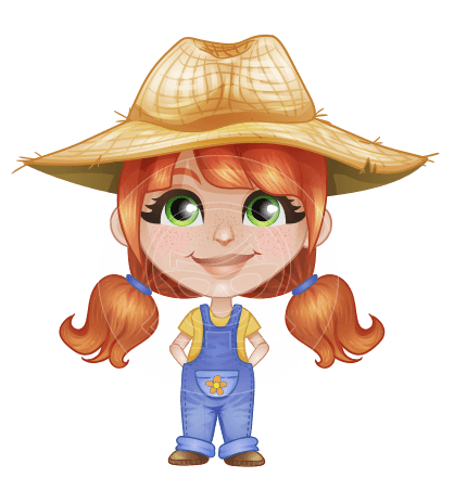 Cute Little Kid with Farm Hat Cartoon Vector Character AKA Mary